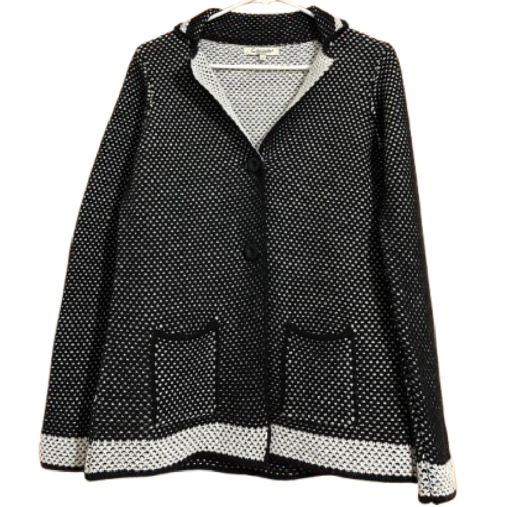 Cocogio Made in Italy Women’s Black and White Knitted Cardigan Jacket Sz-S